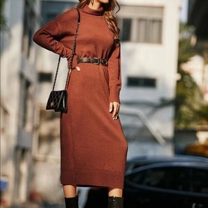 High neck sweater dress